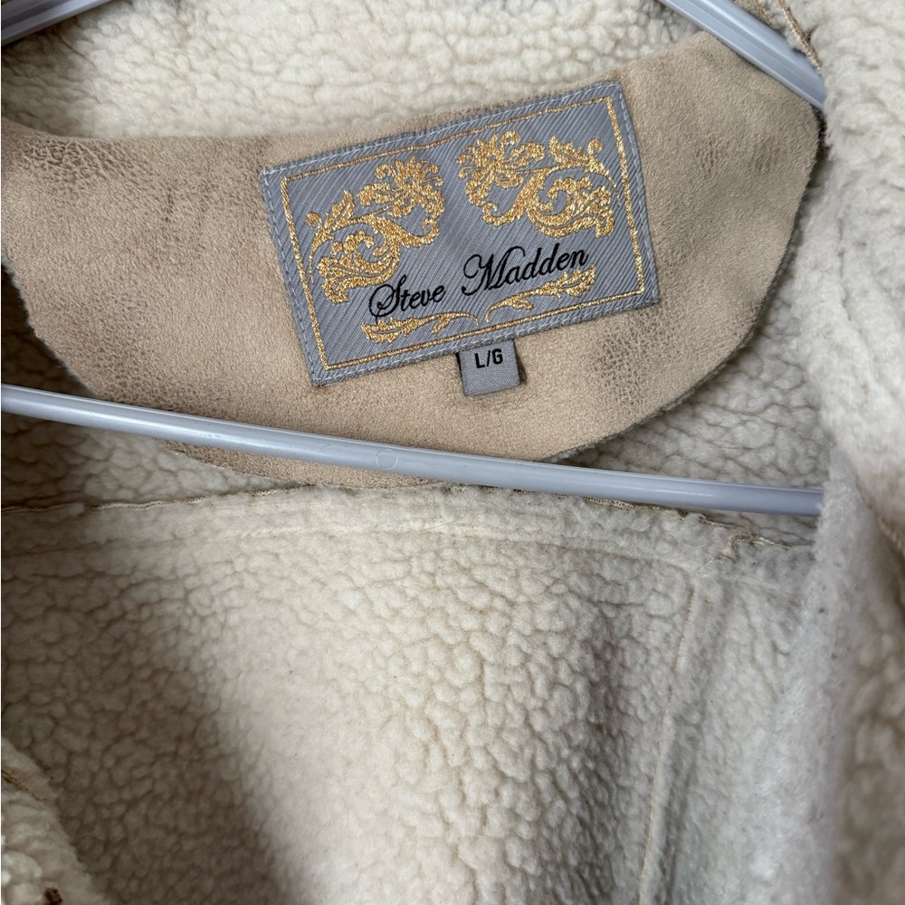 Steve Madden Cream Shearling Coat - Picture 3 of 4